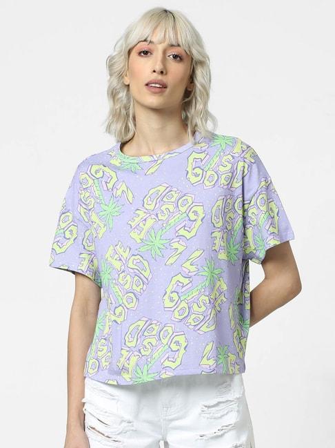 only purple cotton printed t-shirt