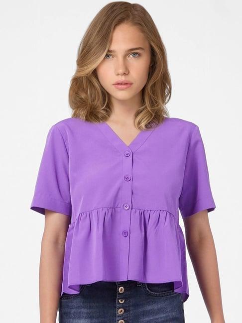 only purple regular fit top