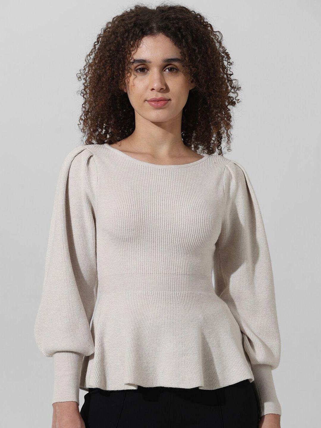 only round neck bishop sleeves pullover sweater