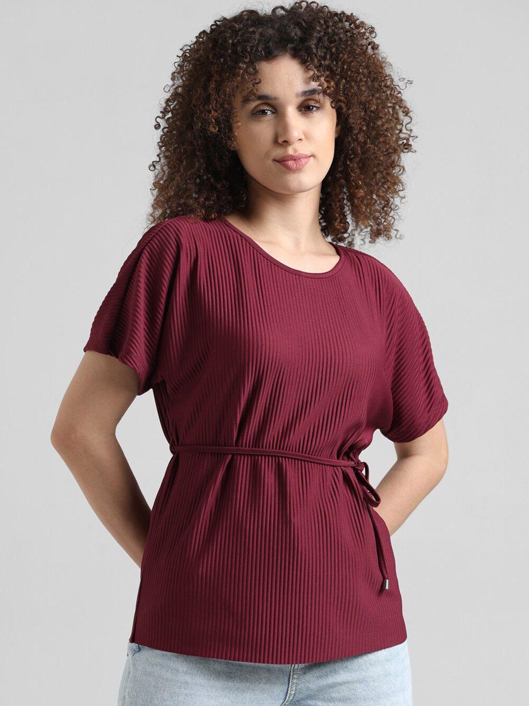 only self design striped cinched waist top