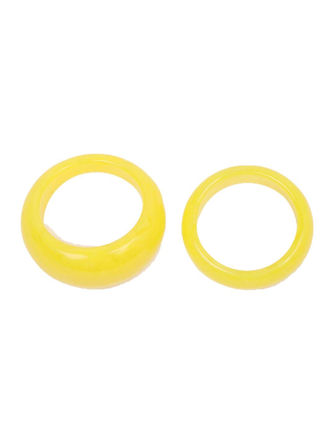 only set of 2 yellow solid band finger rings