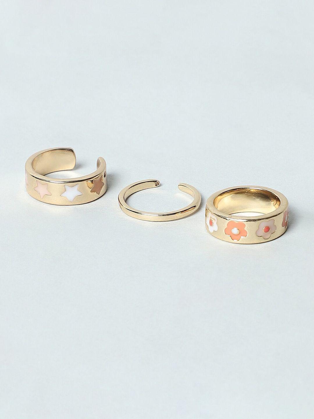 only set of 3 gold-toned finger ring