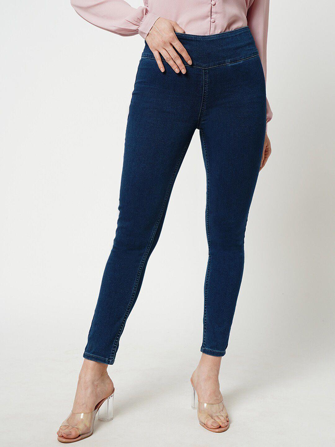 only skinny fit washed zip closure denim jeggings