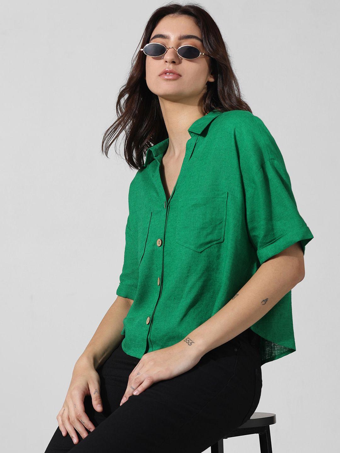 only spread collar drop-shoulder sleeves casual shirt