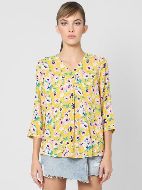 only sunset gold floral print top