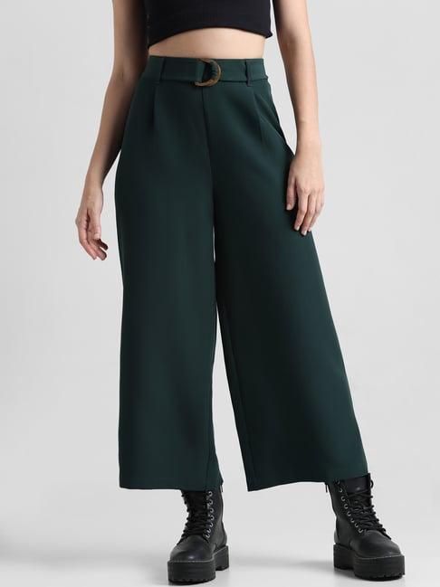only teal cotton regular fit mid rise culottes