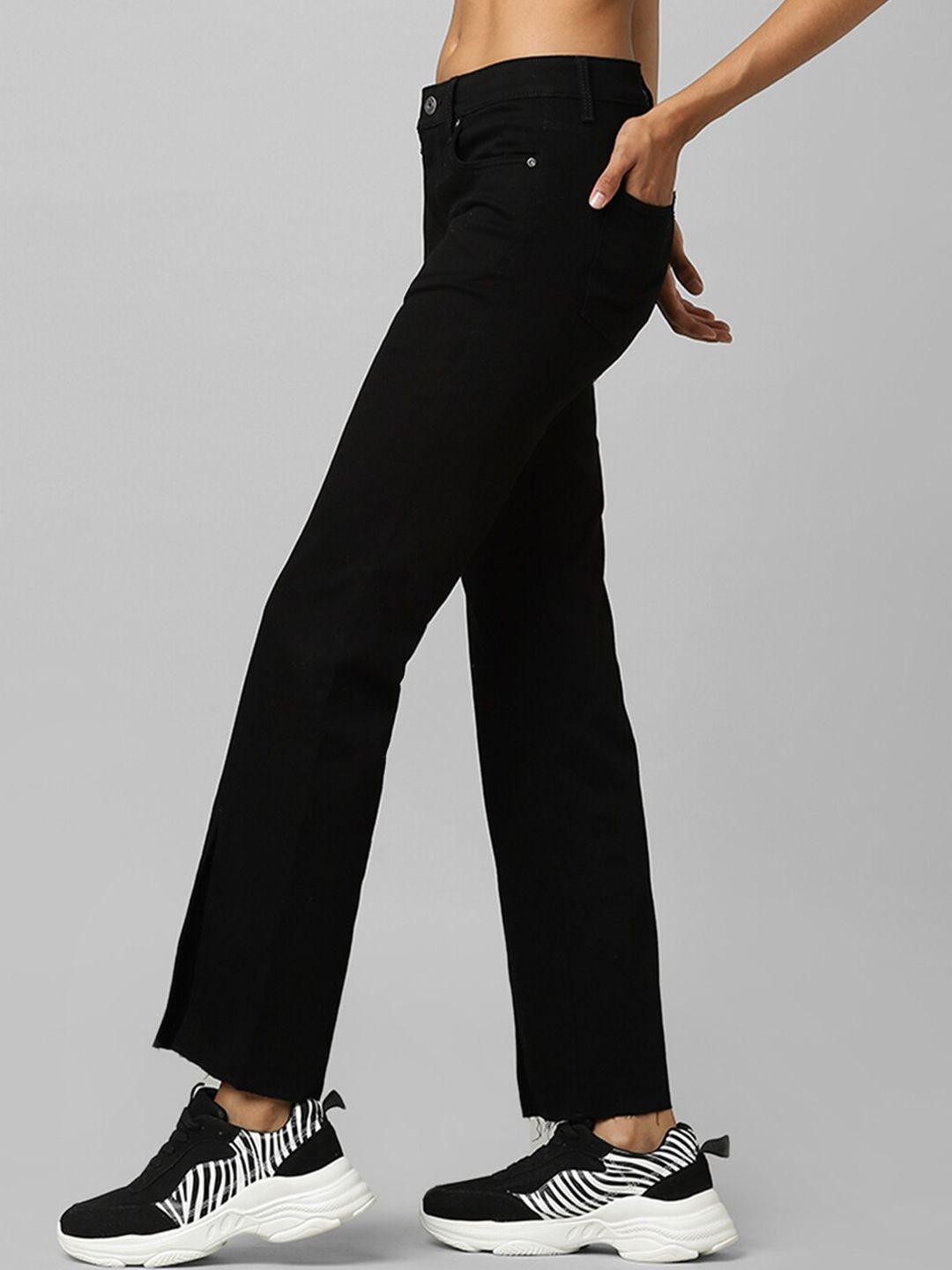 only unique collection women black bootcut high-rise jeans