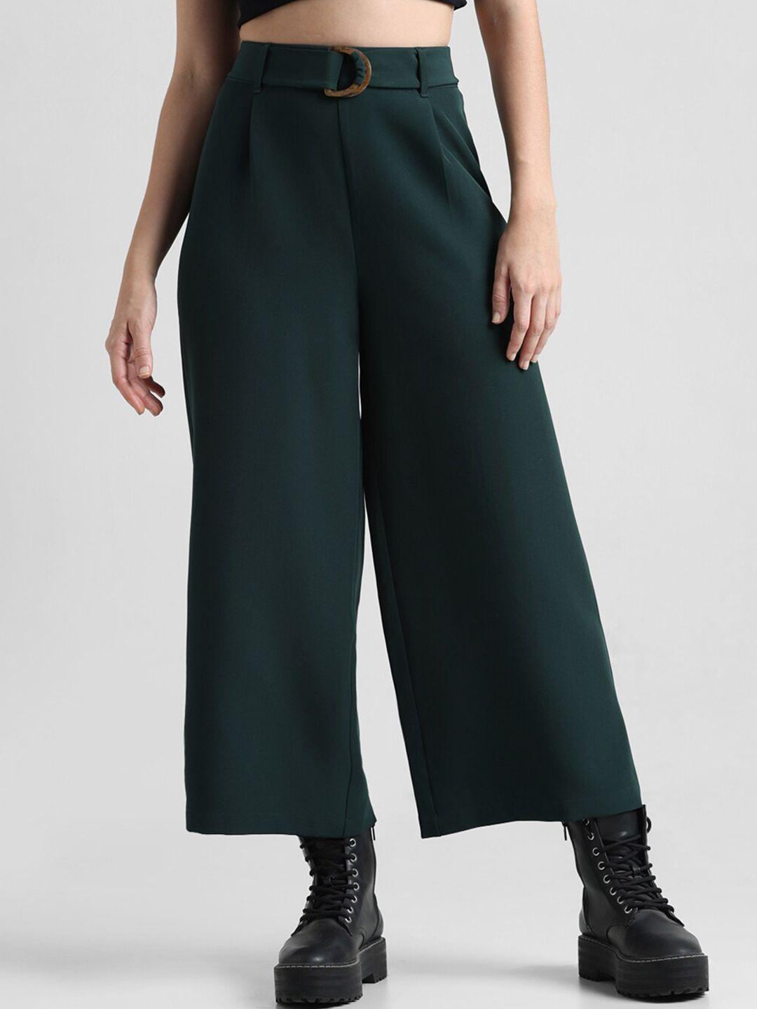 only women belted high-rise pure cotton culottes trousers