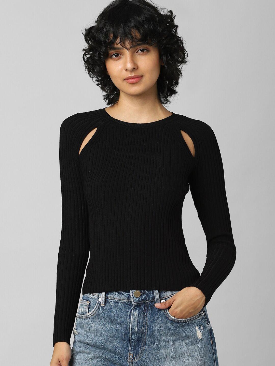 only-women-black-ribbed-pullover