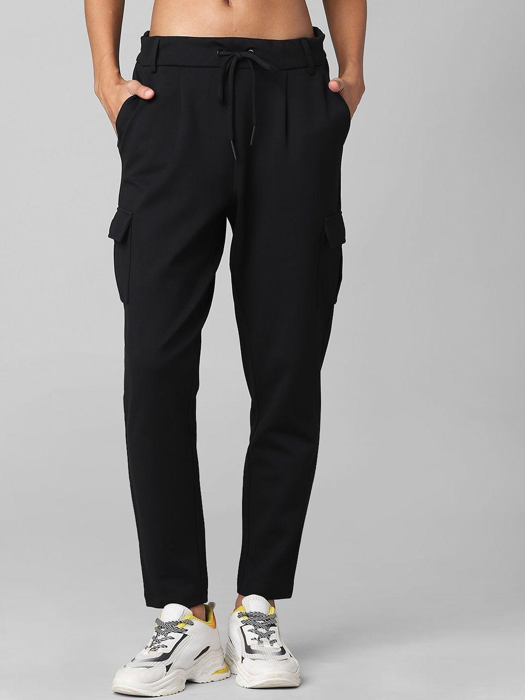 only women black solid track pant