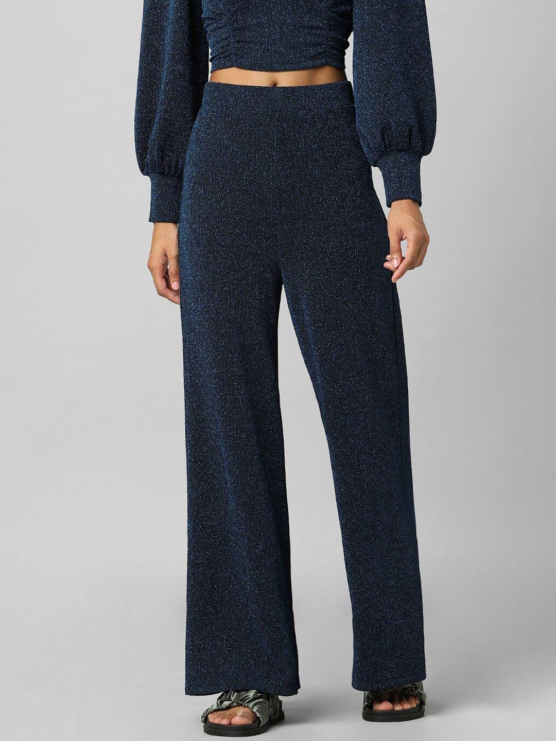 only women blue high-rise trousers