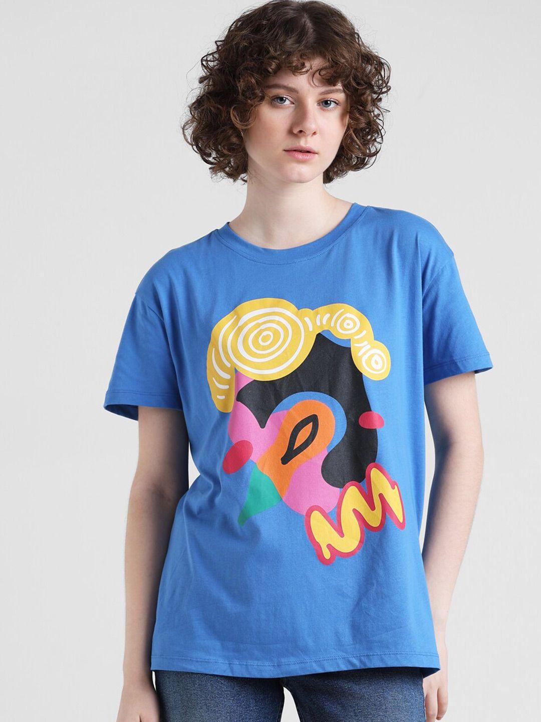 only women blue printed t-shirt