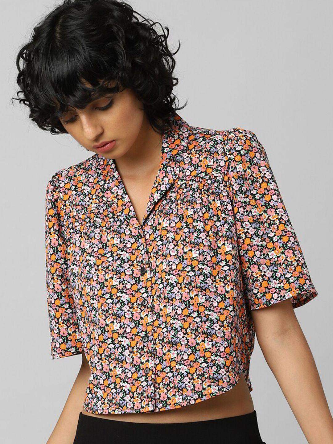 only women brown floral printed casual shirt