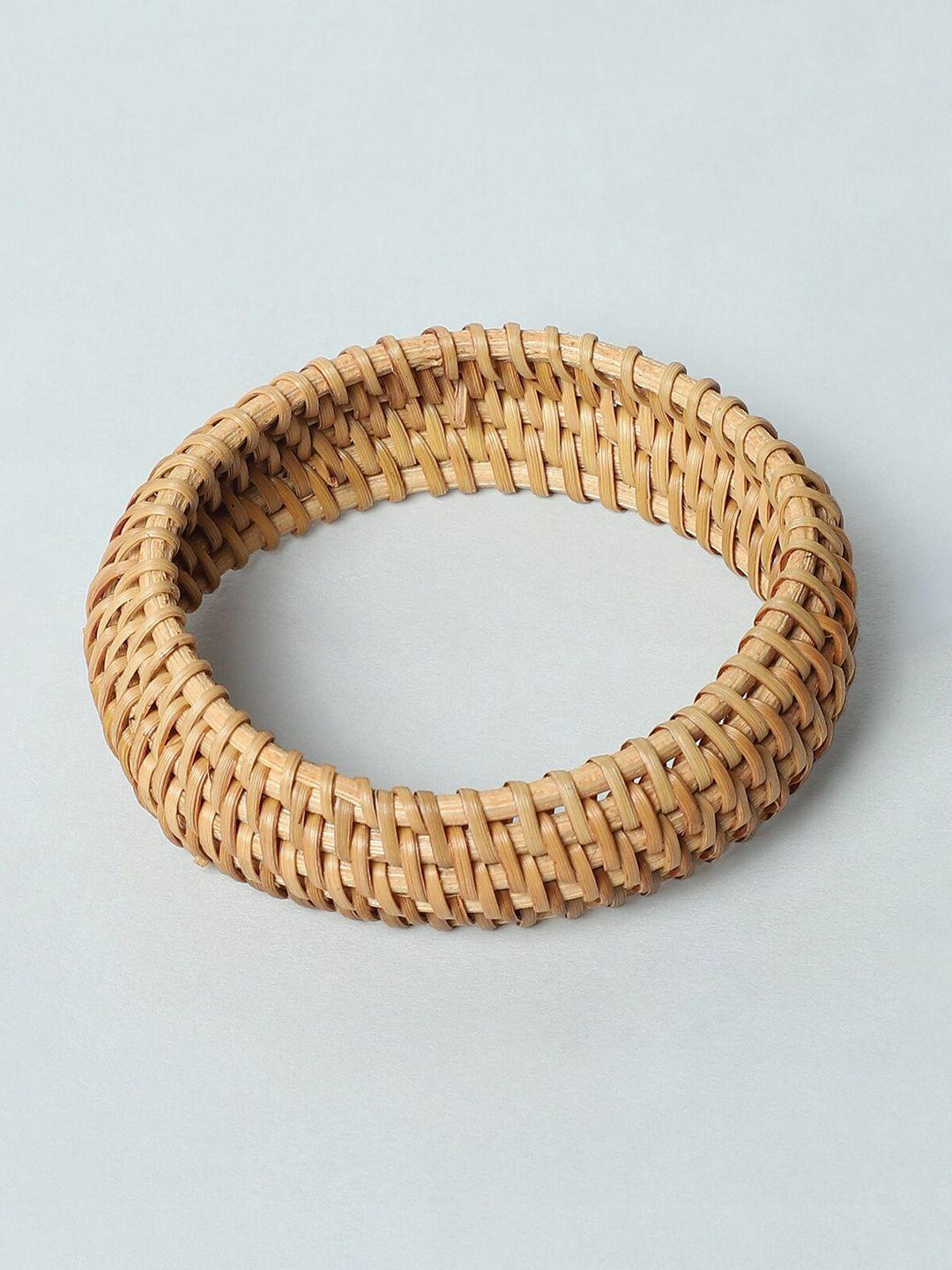 only women brown wood bangle-style bracelet