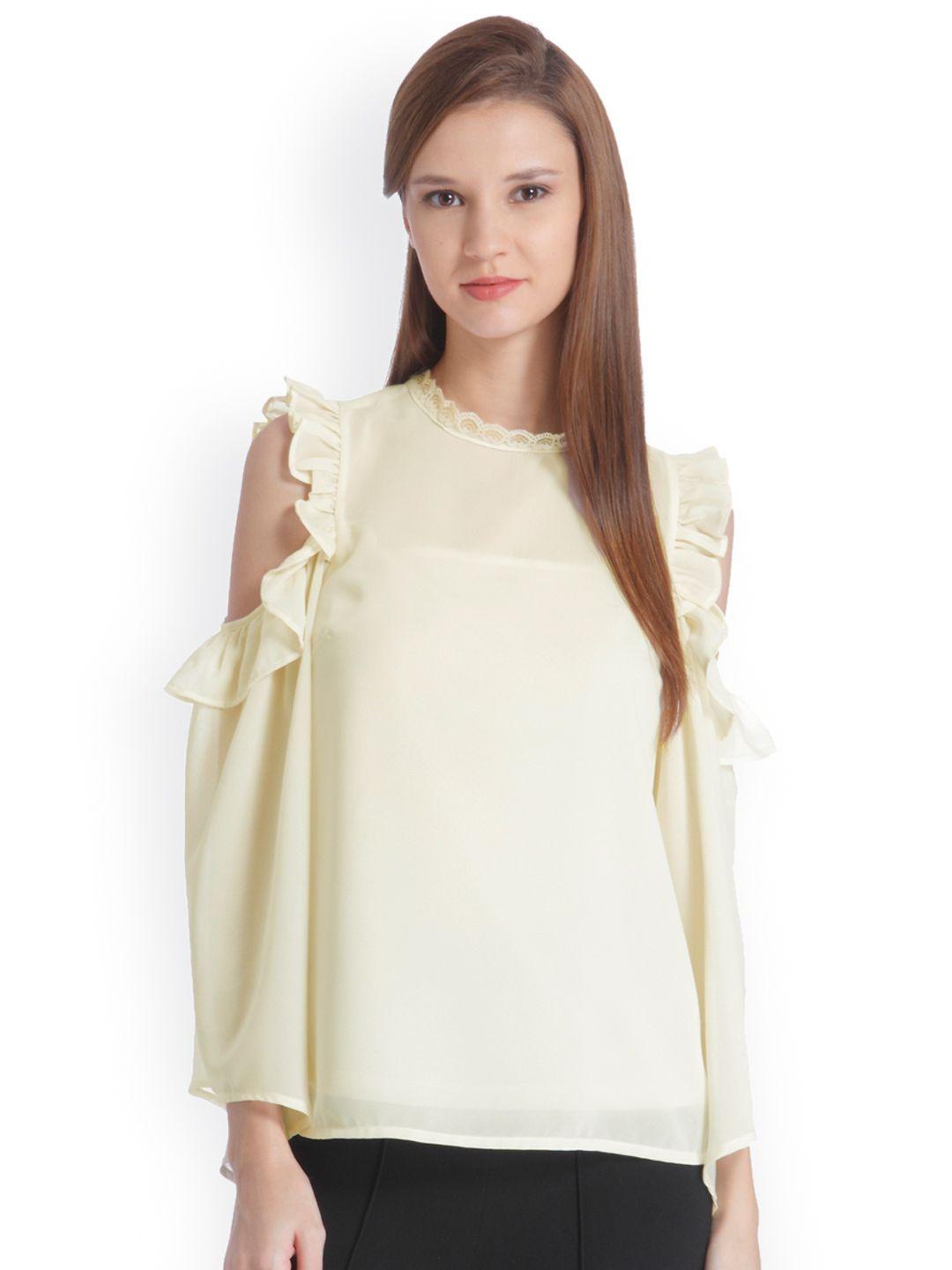 only women cream-coloured solid top