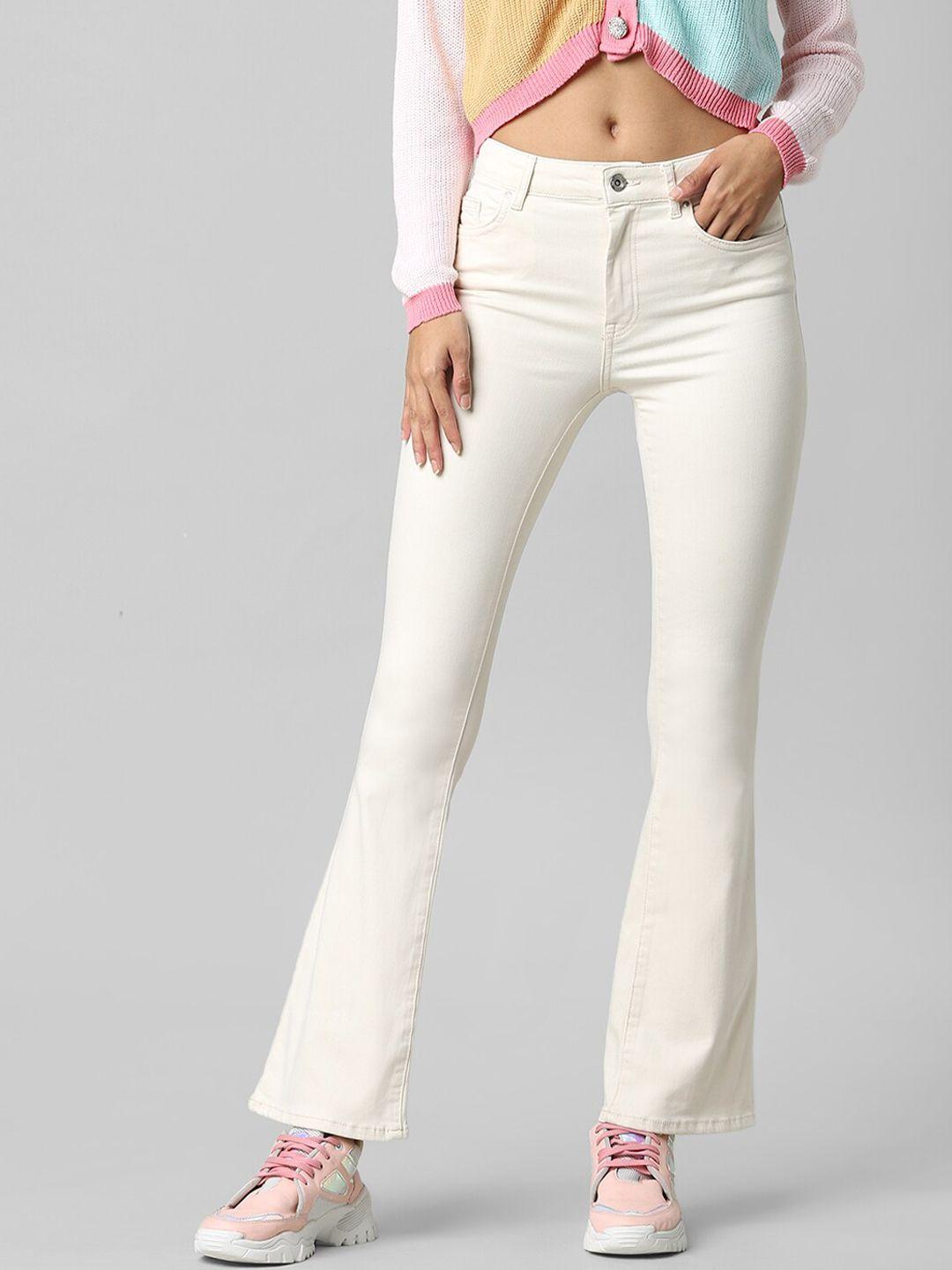 only women flared high-rise jeans