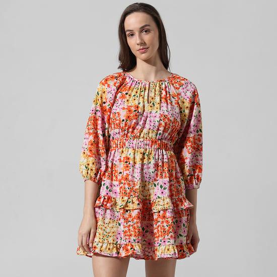 only women floral print fit and flare dress
