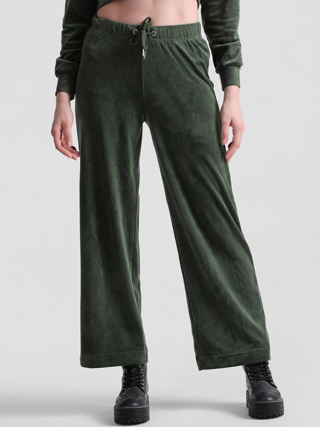 only women high rise plain flared parallel trousers