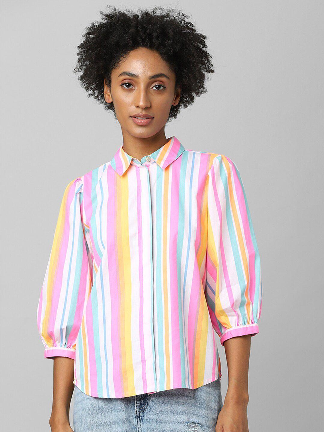 only women multicolor striped casual shirt