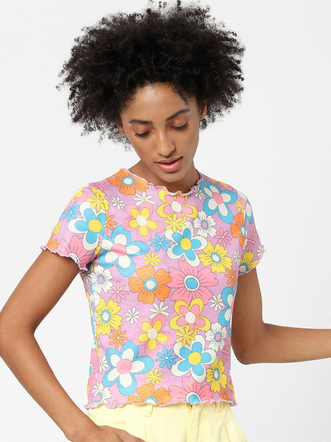only women multicoloured floral printed t-shirt