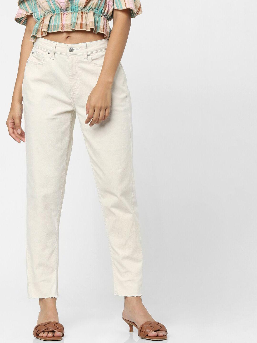 only women off white straight fit high-rise jeans