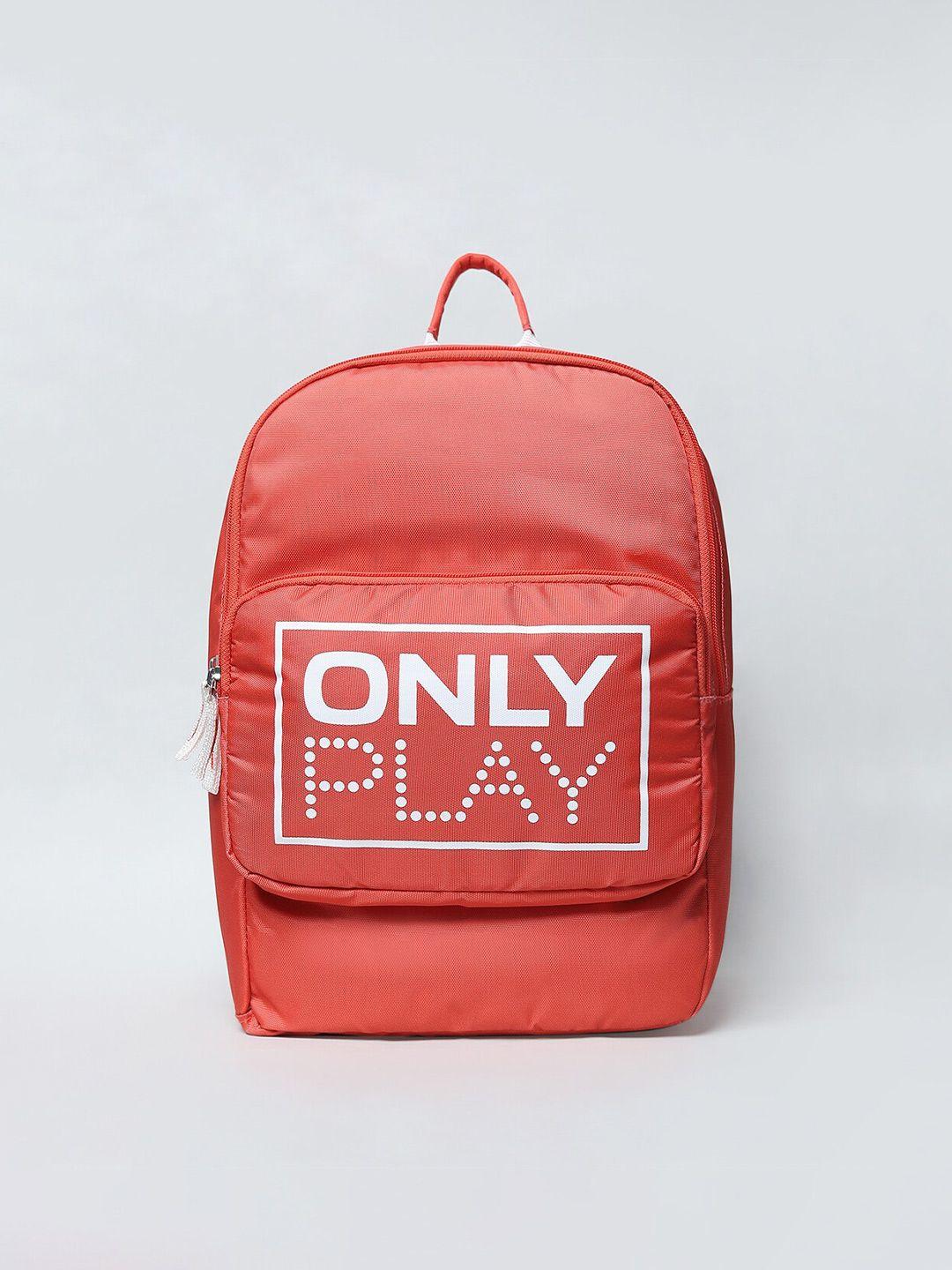 only women orange & white typography backpack