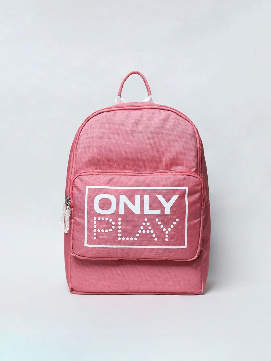 only women pink & white typography backpack