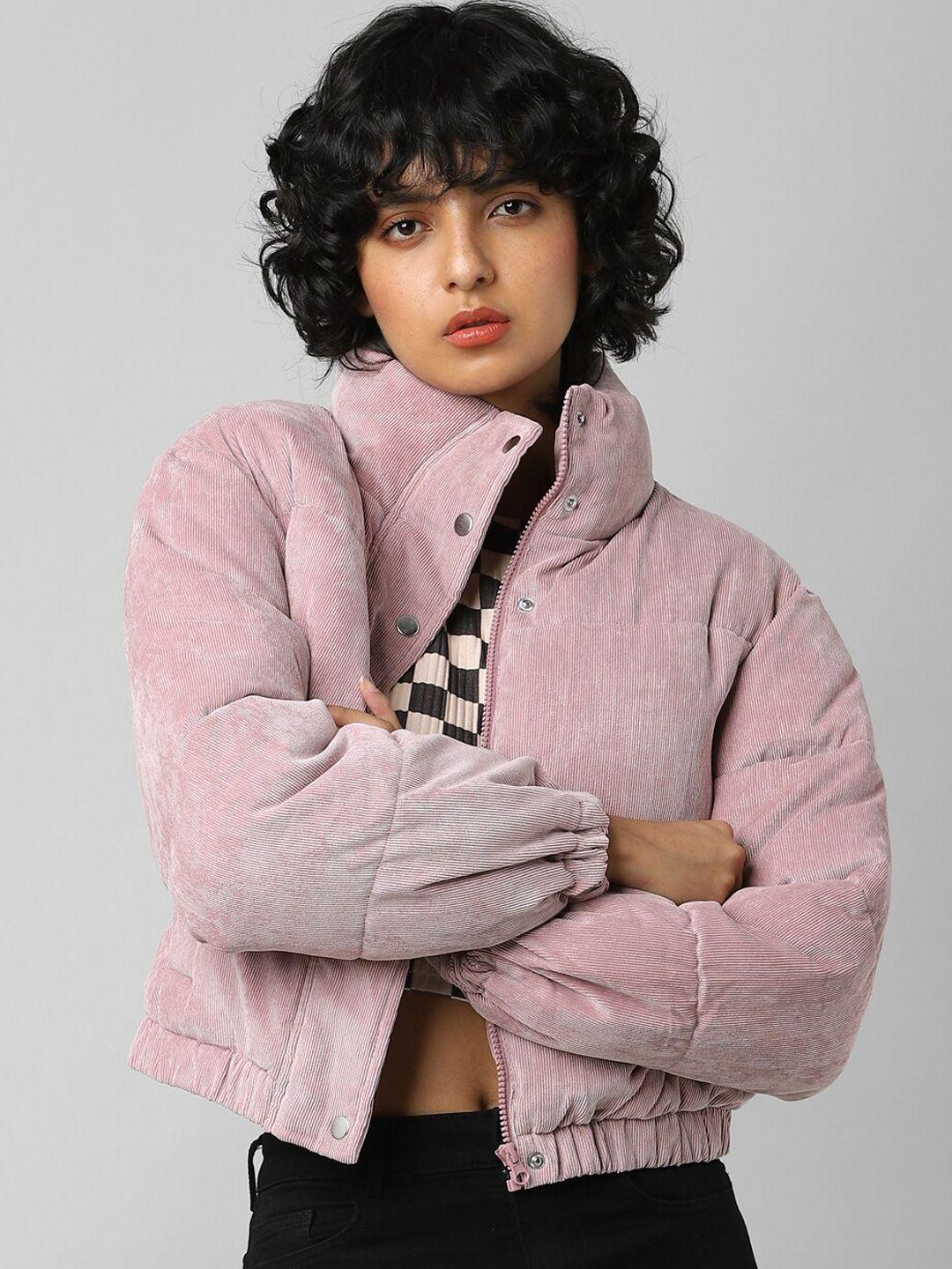 only women pink crop padded jacket