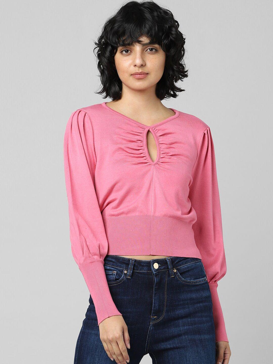 only women pink crop pullover onlsweet l/s detail pul, pink flamb, xs
