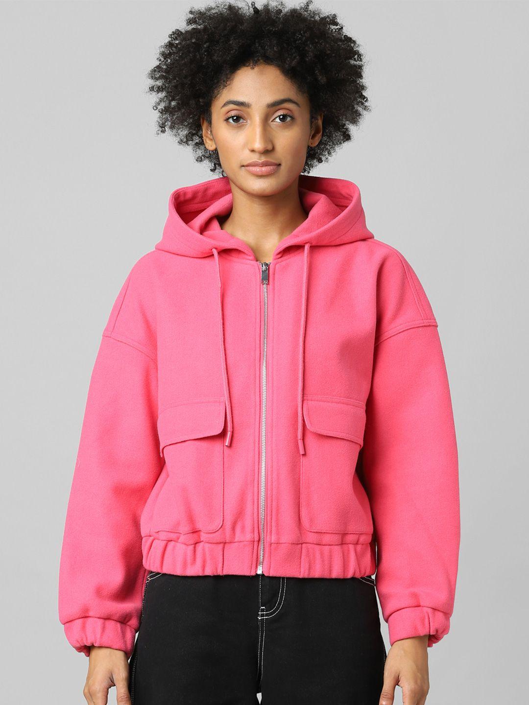 only women pink hooded sporty jacket