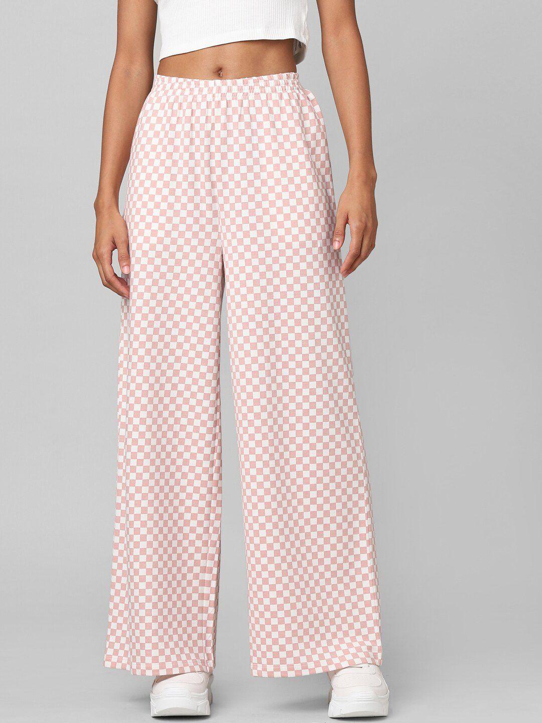 only women pink printed high-rise trousers