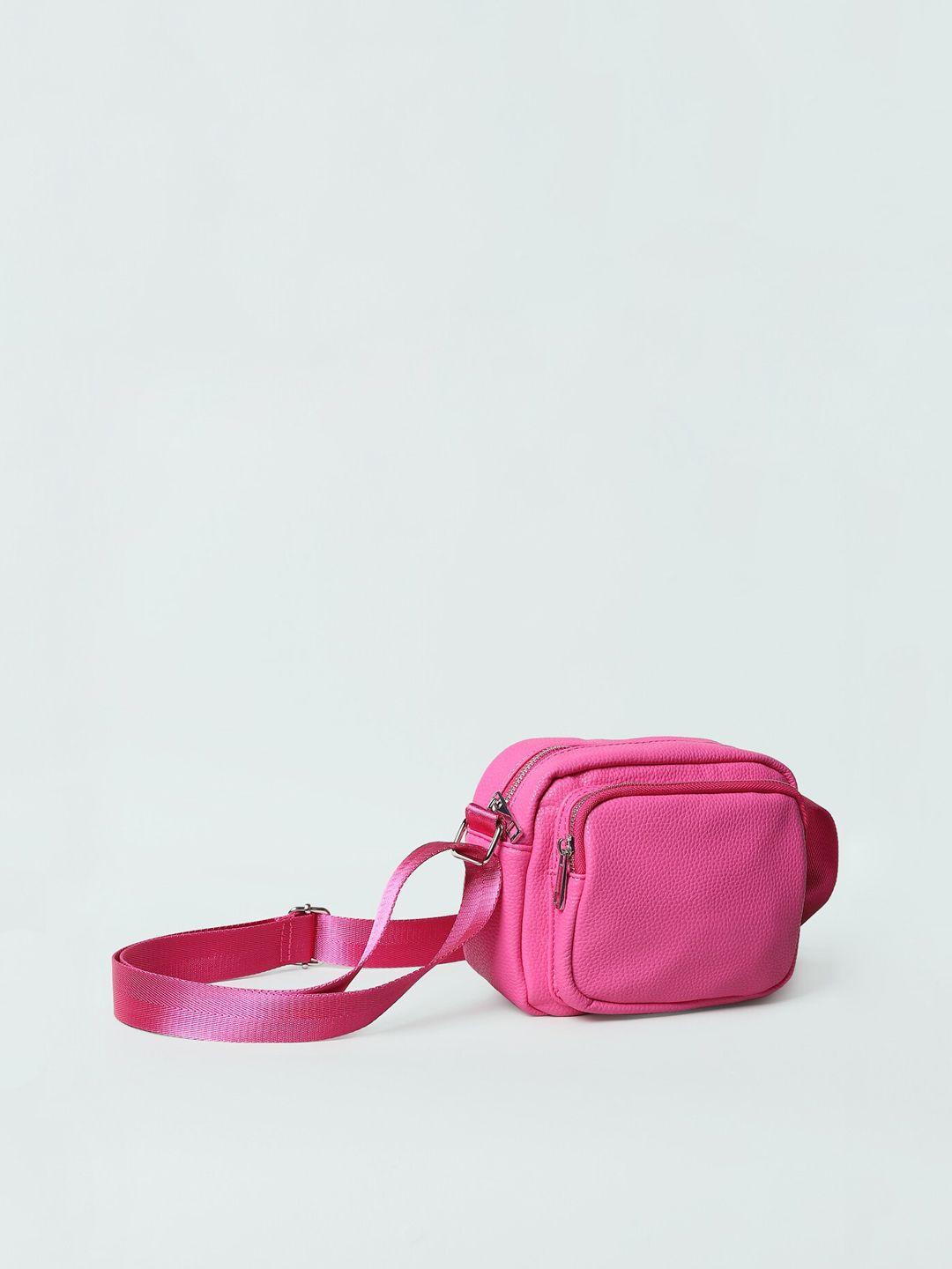 only women pink textured sling bag