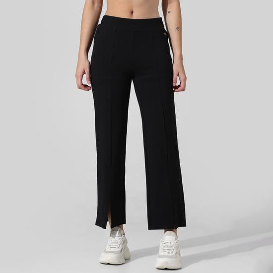 only women pintuck slitted casual trousers