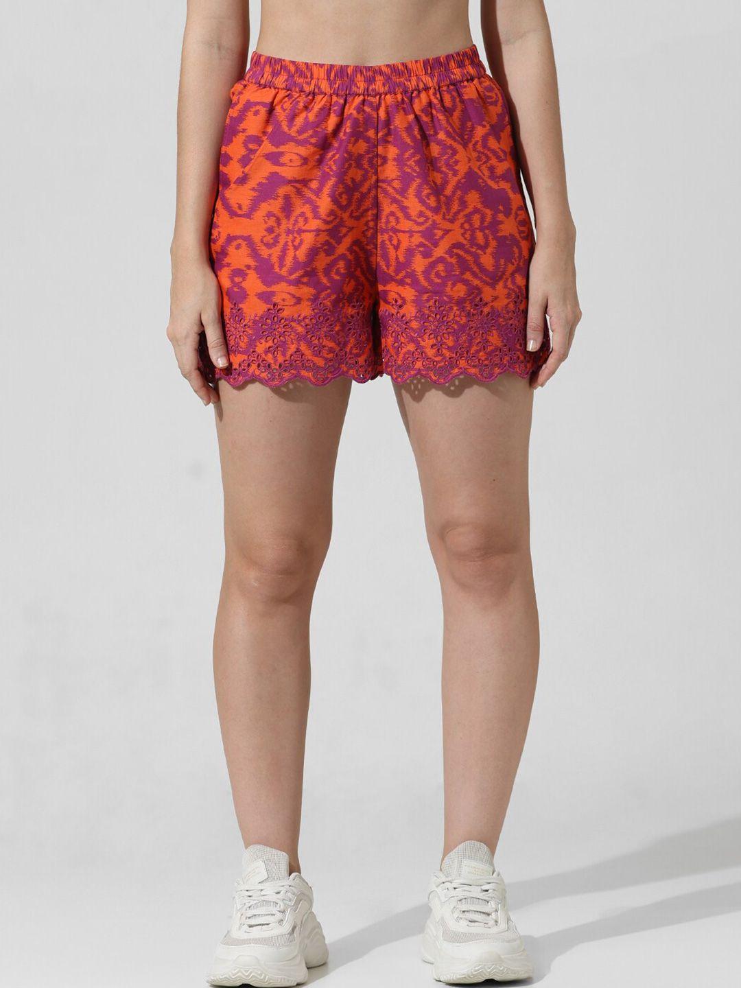 only women printed high-rise pure cotton shorts