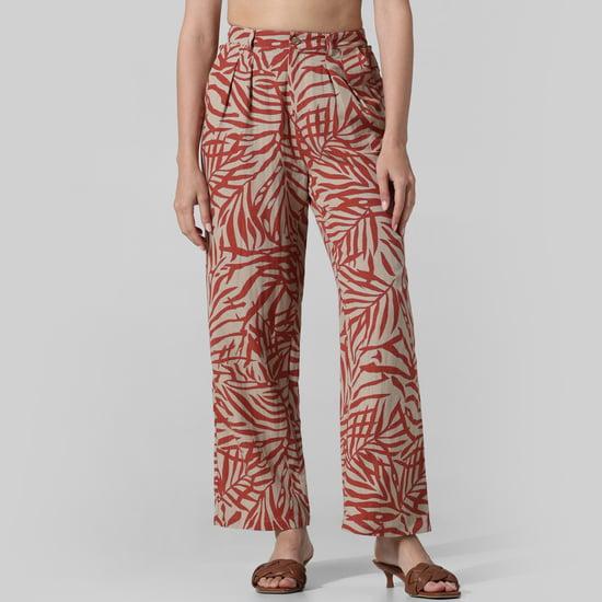 only women printed pleated front trousers