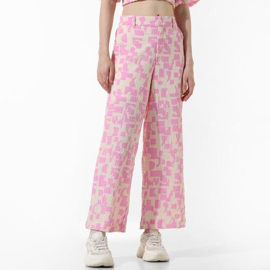 only women printed wide-legged trousers