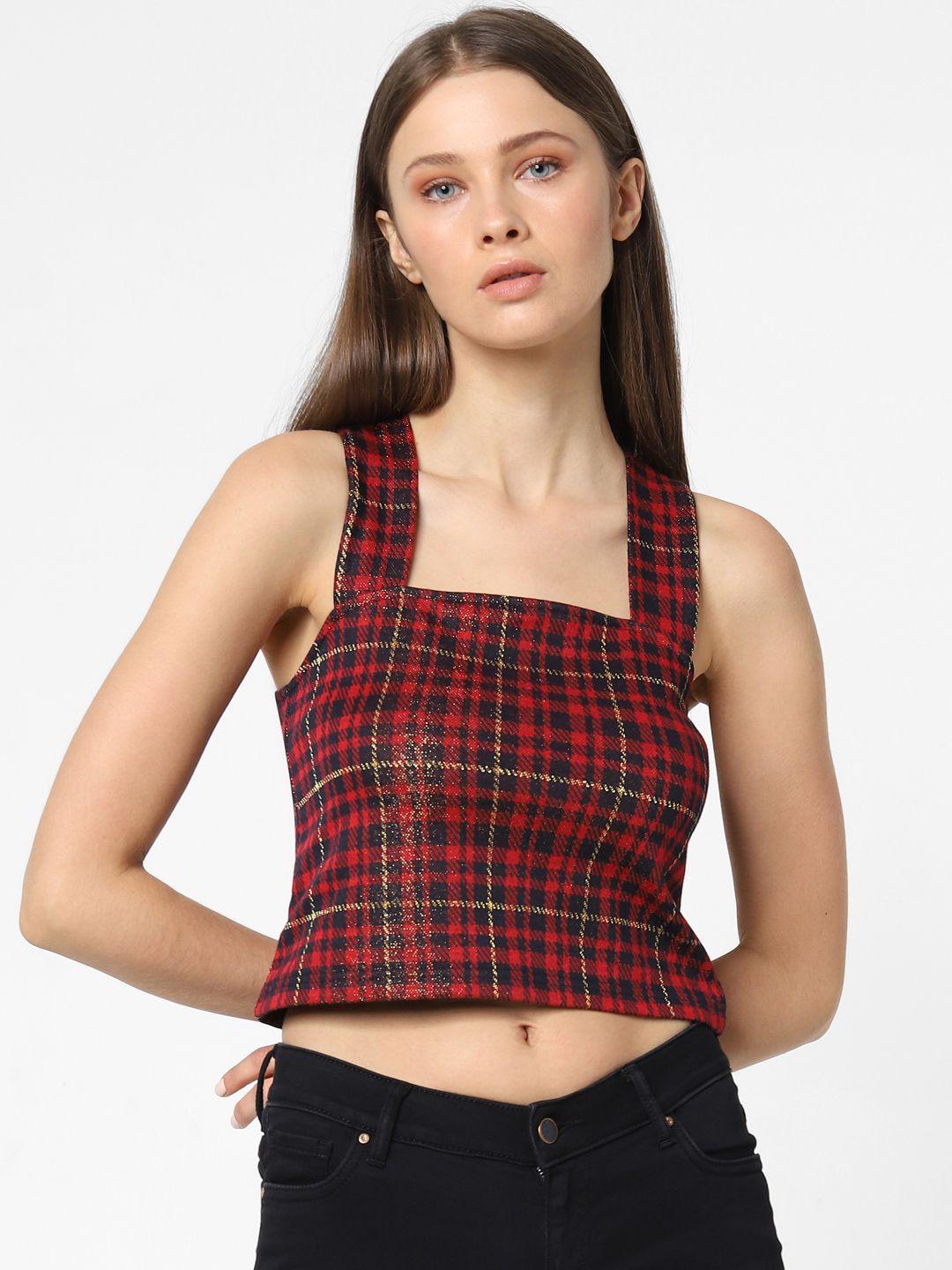 only women red & black  checked top