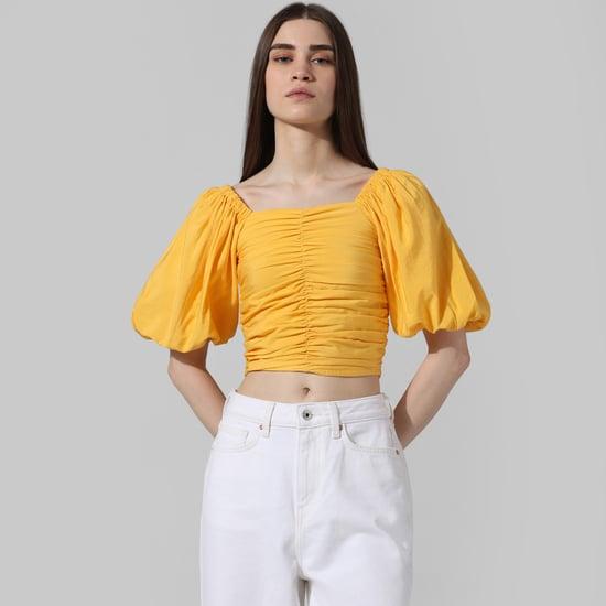 only women ruched crop top