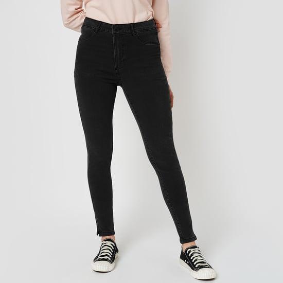 only women solid skinny fit jeggings