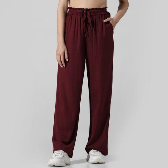 only women solid wide leg trousers