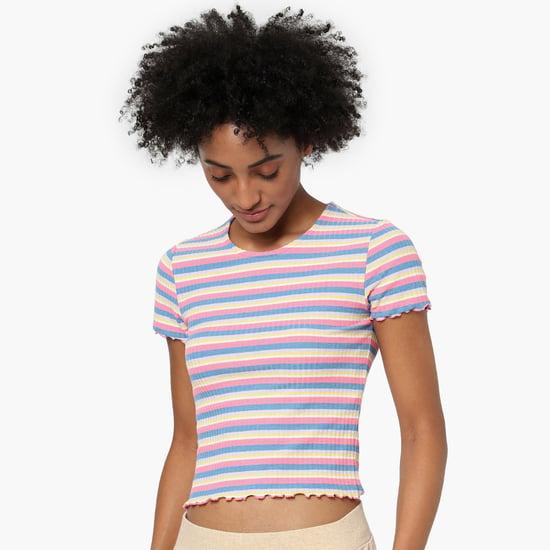 only women striped round neck top