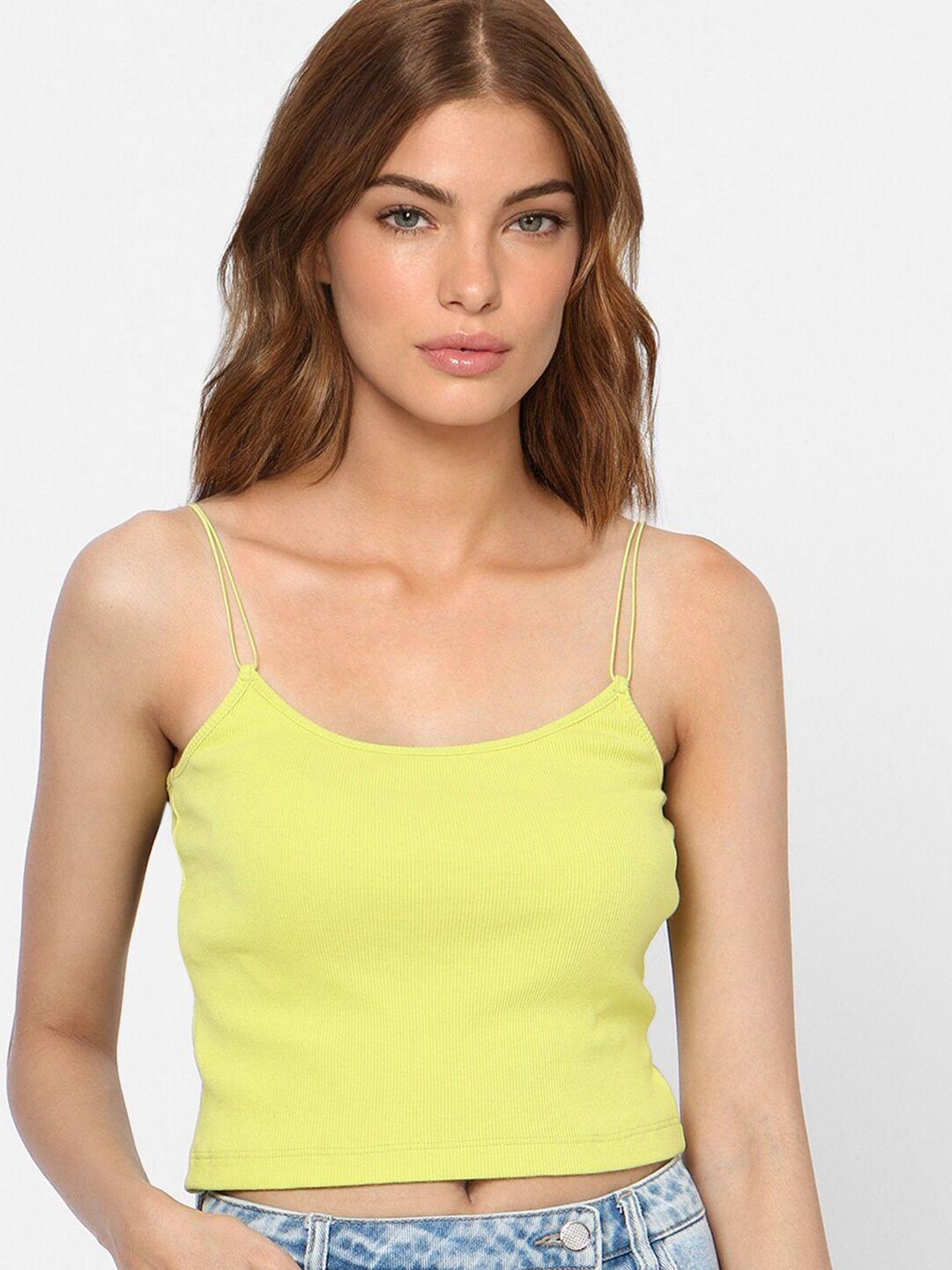 only-women-yellow-solid-crop-top