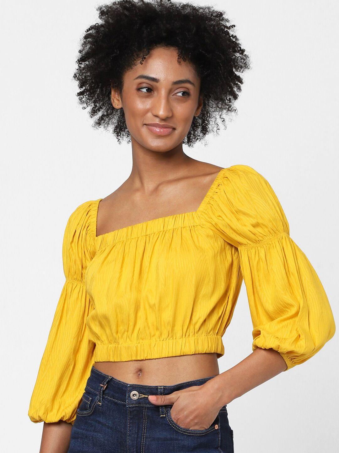 only yellow blouson crop top