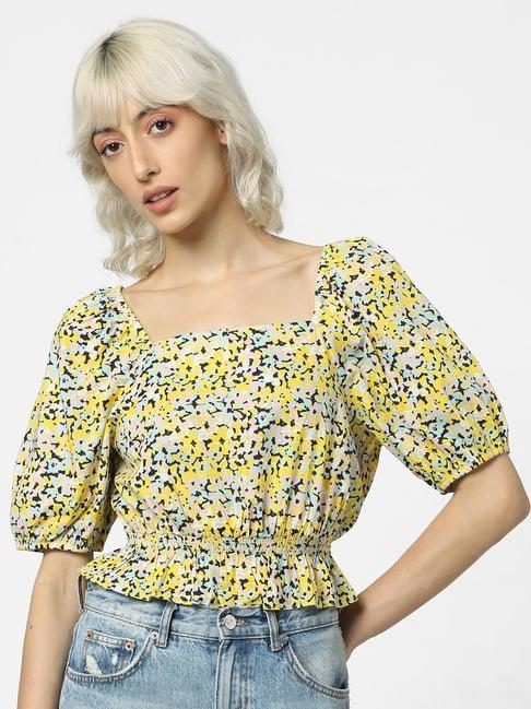 only yellow floral peplum top