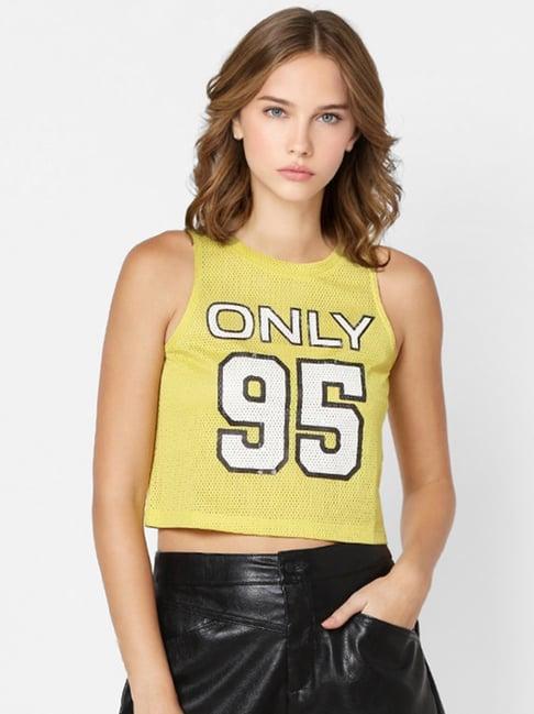 only yellow printed a-line crop top