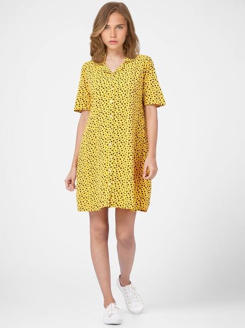 only yellow printed shirt dress