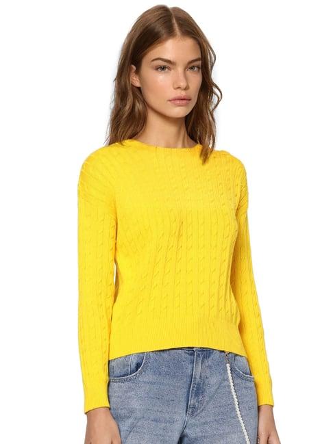 only yellow self design pullover