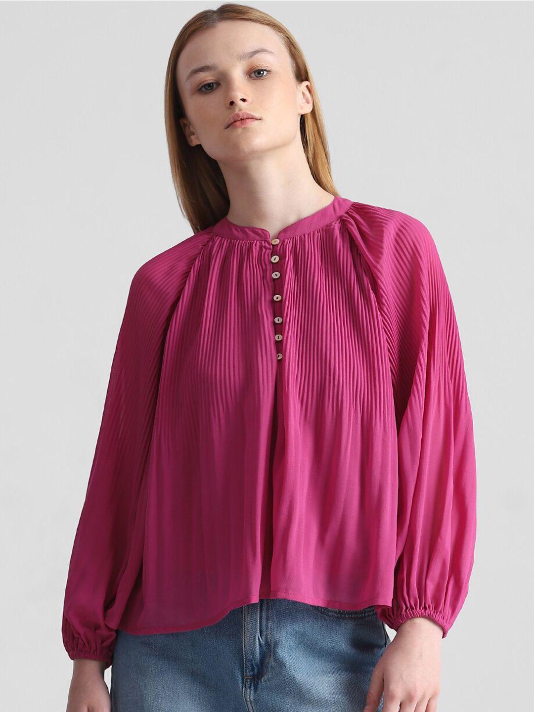 only accordion pleats bishop sleeves regular top