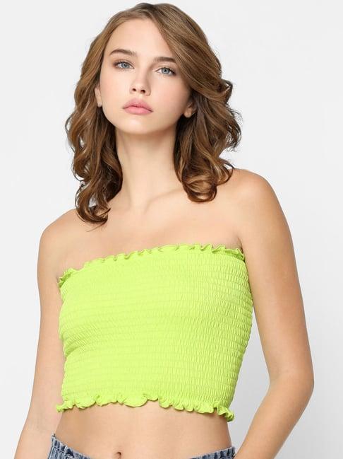 only acid lime regular fit crop top