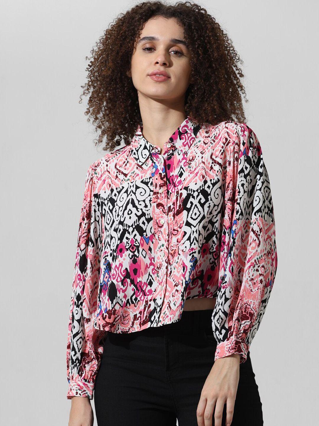 only animal printed mandarin collar long sleeves casual shirt